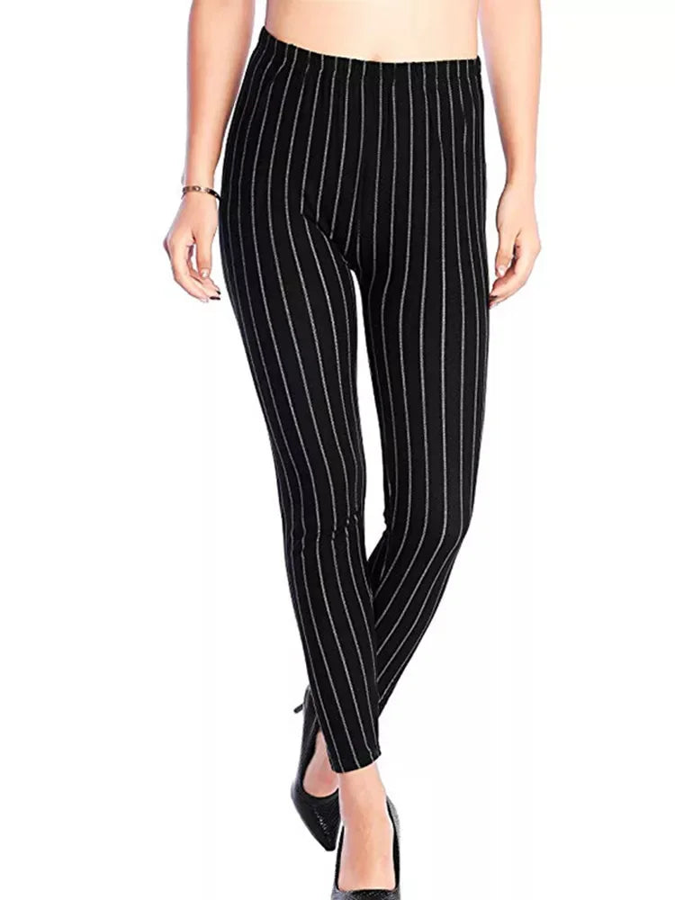CUHAKCI Fashion Plaid Printing Leggings Women Sexy Fitness Leggins Grid Floral Stripe Trousers High Waist Pencil Pants