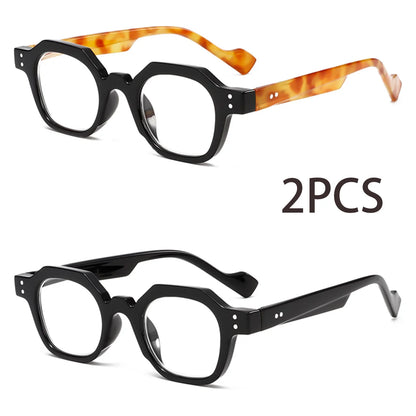 2PCS Two pairs of stylish and comfortable large-framed reading glasses, blue light resistance, suitable for both men and women