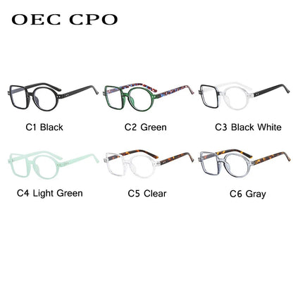 OEC CPO Square Glasses Women Men Fashion Clear Glasses Optical Eyeglasses Frame Personality Round Transparent Lens Spectacle
