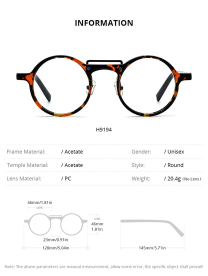 FONEX HEPIDEM Acetate Eyeglasses Frame Men 2025 New Small Round Brand Design Glasses Women Retro Vintage Eyewear Spectacles 9341