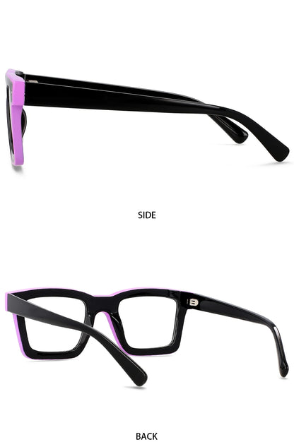 55599 New Fashion Men Brand Designer Glasses for Ladies Anti Blue Retro Square Punk Frame Clear Computer Purple Eyeglasses