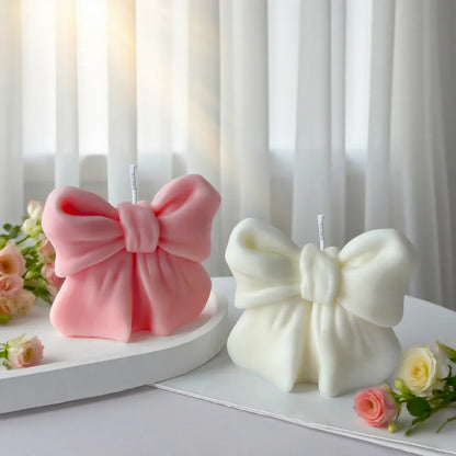 3D Bowknot Three-Dimensional Aroma Candle DIY Bow Aromatherapy Scented Candles Wedding Valentine's Day Gift Home Desktop Decor
