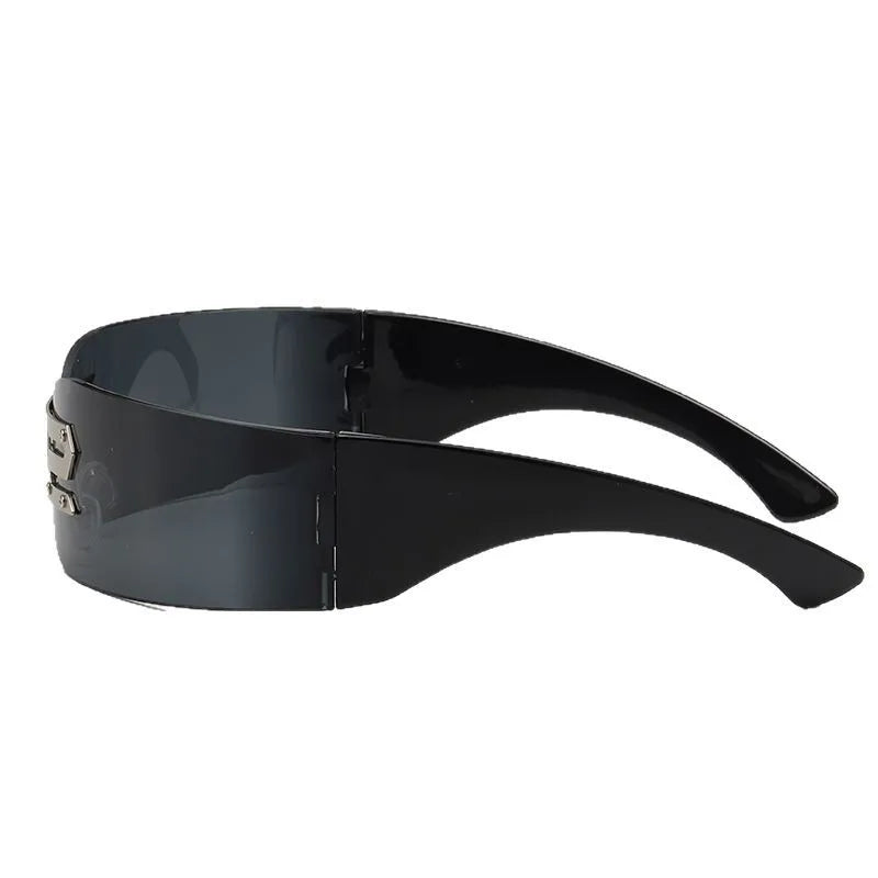 Cyberpunk Futuristic Rectangular Sunglasses Fashion Frameless Rimless Sun Glasses Letter Decoration Gafas De Sol Para Hombre