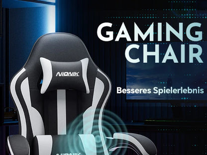 Gaming chair with Massage Ergonomic Desk chair Footrest Headrest Rotary chair for office and Gamers