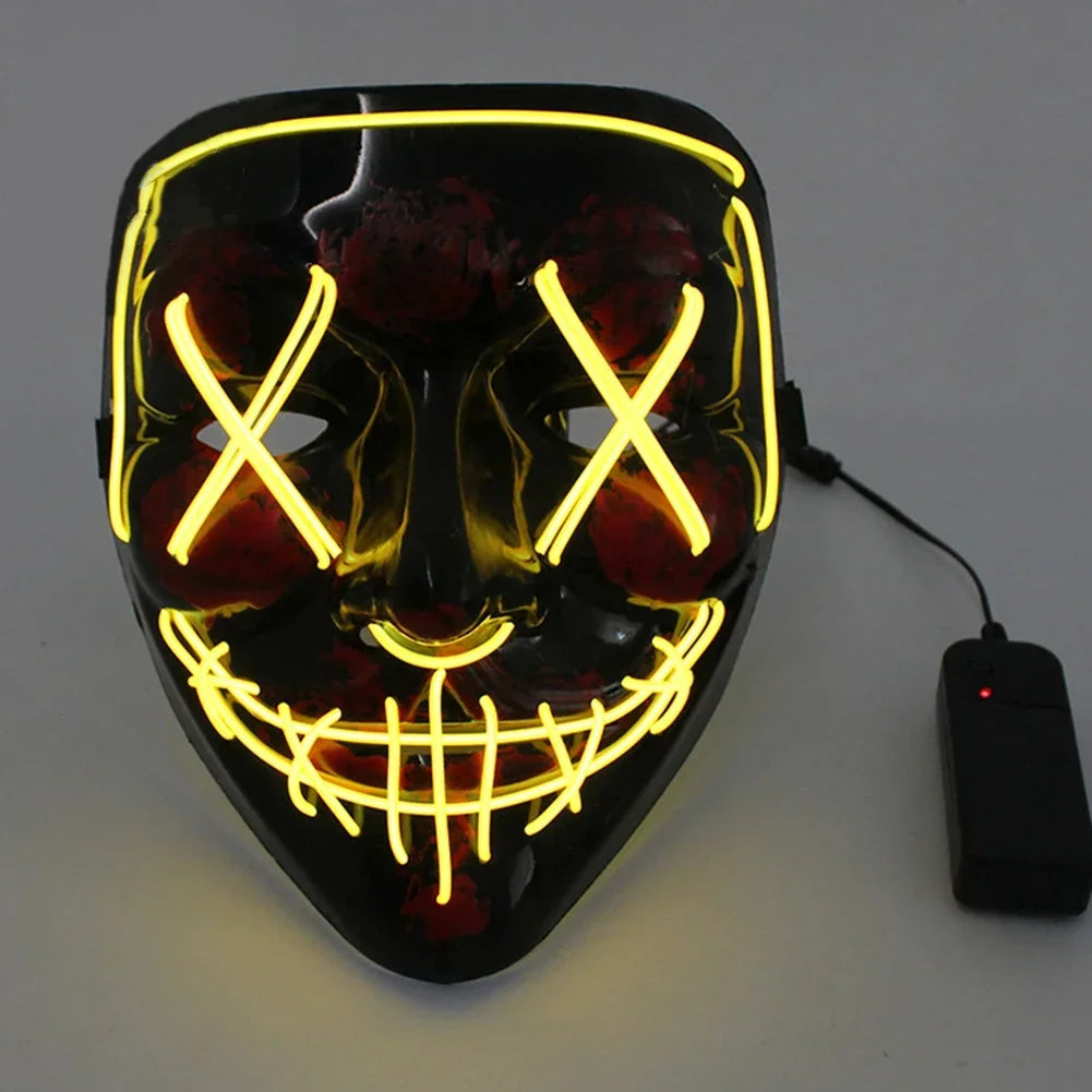 Wireless Scary Glowing Mask LED Luminous Purge Mask Halloween Horror Neon Light Up Cosplay Party Mask Fstival Costume Supplies