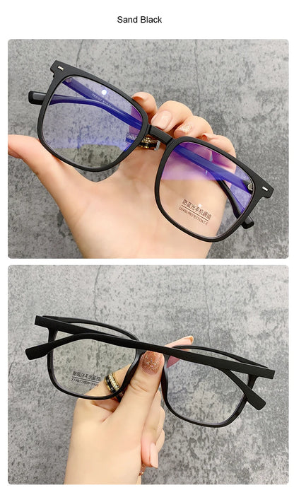 Square Transparent Men's Reading Glasses Vintage Frames Computer Blue Light Blocking TR90 Male Presbyopic Eyeglasses Leesbril +2