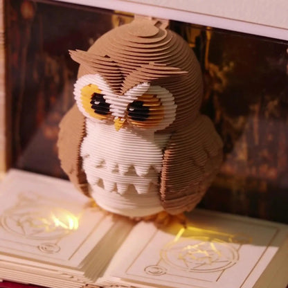 2026 Paper Sculpture Calendar 3D Owl Tear-off Calendar Paper Sculpture Art Memo Notepad Desk Calendar Sticky Notes Bookmark