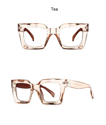 Vintage Oversized Square Anti Blue Light Reading Glasses Women Men Trending Optical Eyewear Finished Hyperopia Eyeglasses +2 +5