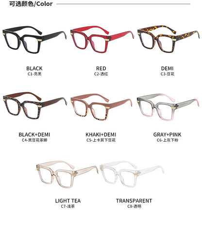 Oversized Square Reading Glasses Women Men Blue Light Protection Prescription Eyeglass Thick Frame Transparent Computer Eyewear