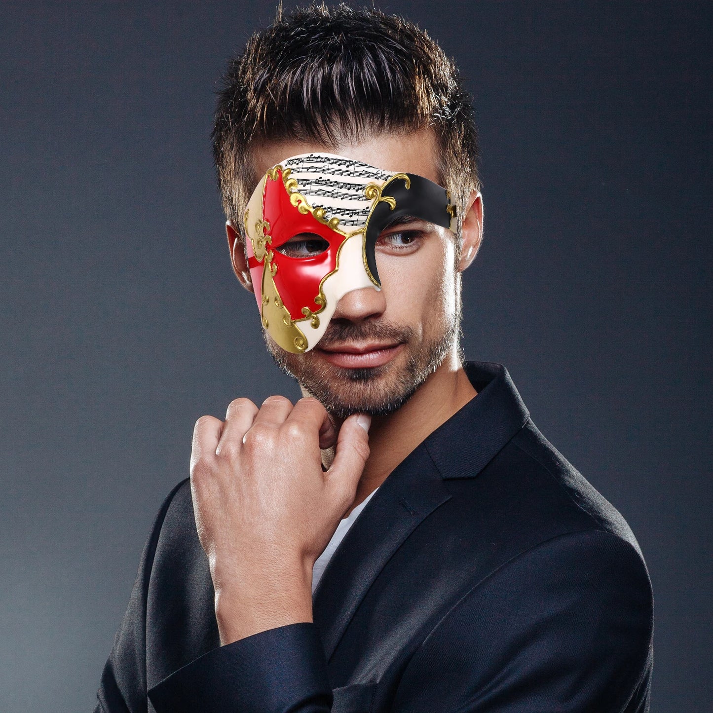 BONISKISS 2024 Men's Halloween Masquerade Mask Vintage Charm Venetian Phantom Of The Opera Half Face With Festive Party Look