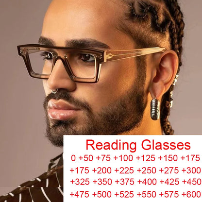 Retro Square Anti Blue Light Optical Glasses Frames Men Fashion Computer Prescription Eyeglasses Women TR90 Reading Glasses +2.5