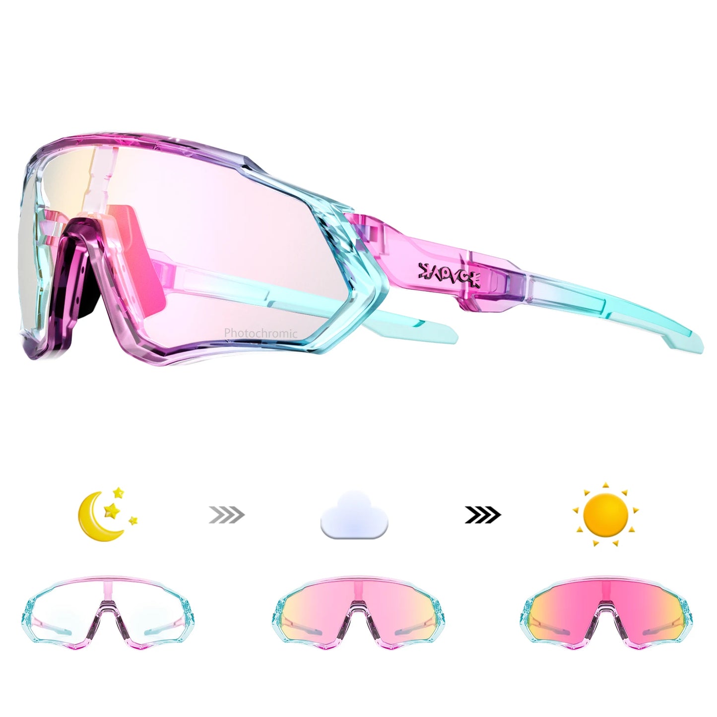 Kapvoe New Outdoor Photochromic Cycling Sunglasses Men Women Road Mountain Bike Bicycle Cycling Glasses Sport Running Eyewear