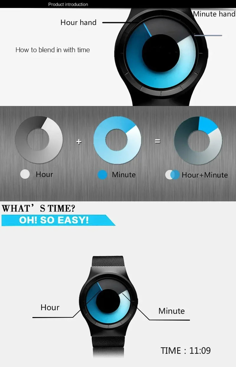 NEW Creative Quartz Watches Men Top Fashion Brand Casual Stainless steel Mesh Band Unisex Watch Clock Male female Gentleman gift