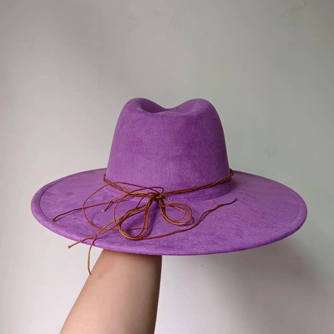Women's suede 10cm wide Brim Fedora hat Men's autumn and winter felt jazz hat Classic suede Fedora Sombrero