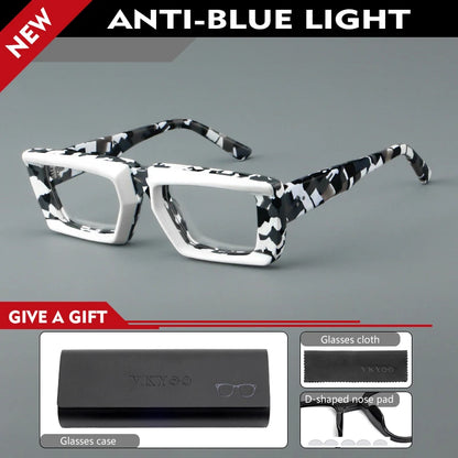 VICKY Personalized Fashion Retro Geometric Square Design Men Women Anti-blue Light Glasses Customizable Prescription 23046