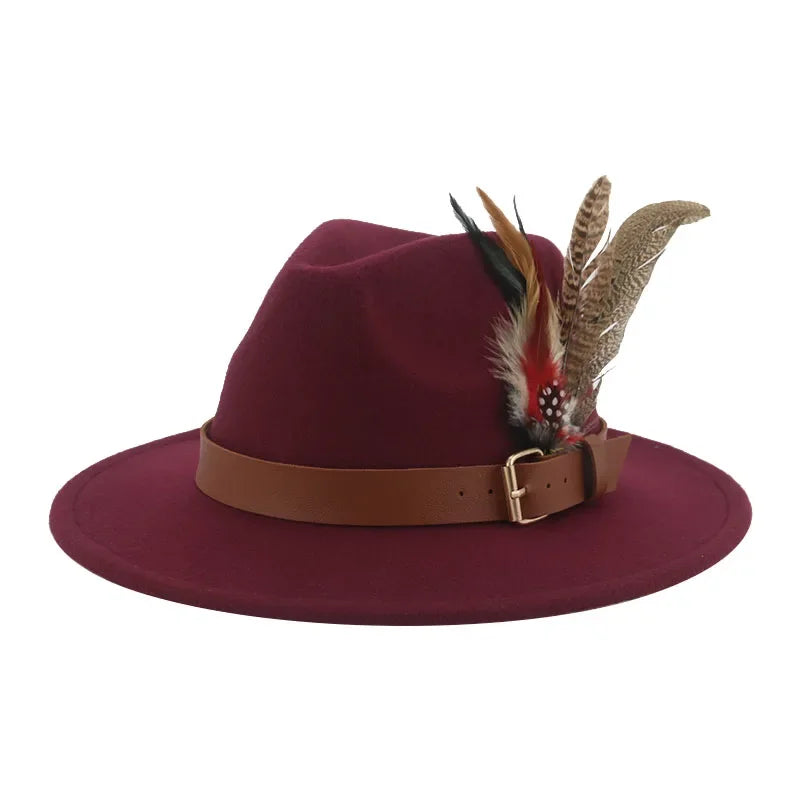 Hat Fedoras Winter Women Hats Men Felt Hat Feather Luxury Fashion Casual Wedding Decorate Men Women Fedora Chapeau Femme Bonnet