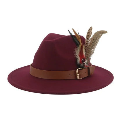 Hat Fedoras Winter Women Hats Men Felt Hat Feather Luxury Fashion Casual Wedding Decorate Men Women Fedora Chapeau Femme Bonnet