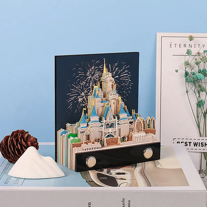 Time Piece Calendar 2026 Desk Calendar With LED Light 3D Tear-away Calendar Paper Carving Art Memo Pad Notepad Gift Christmas