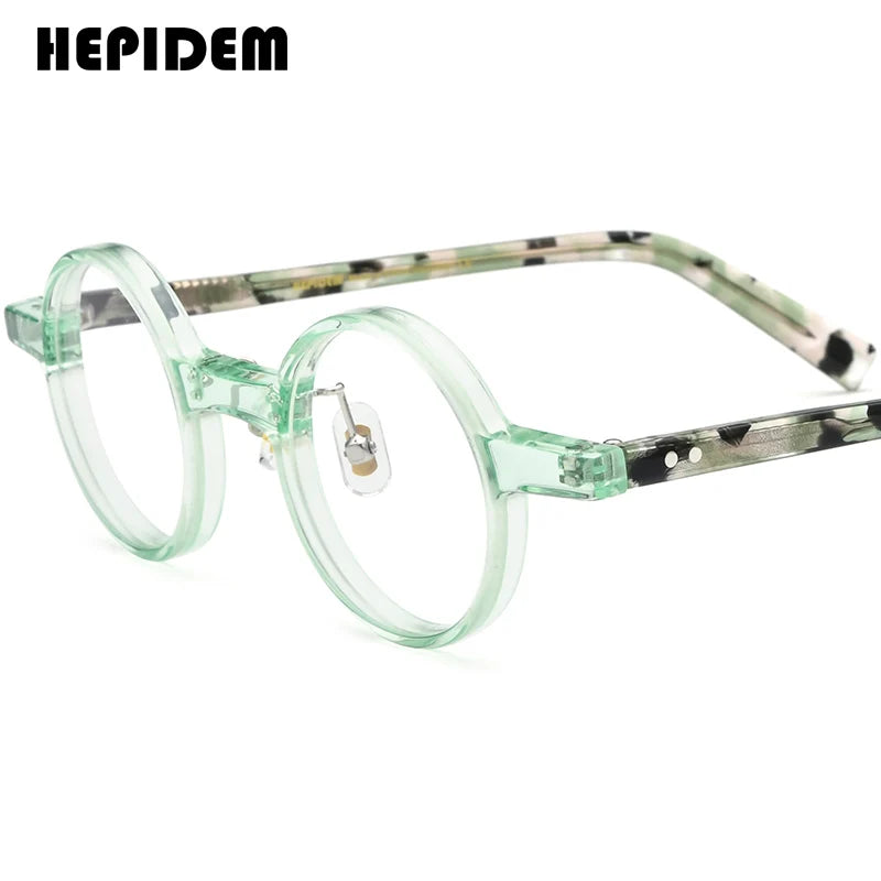 FONEX HEPIDEM Acetate Eyeglasses Frame Men 2025 New Small Round Brand Design Glasses Women Retro Vintage Eyewear Spectacles 9341