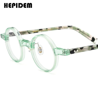 FONEX HEPIDEM Acetate Eyeglasses Frame Men 2025 New Small Round Brand Design Glasses Women Retro Vintage Eyewear Spectacles 9341
