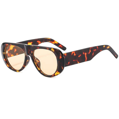 Vintage Big Frame Ellipse Women Square Sunglasses Brand Black Round Cool Men Sunglasses One Piece Designer Pilot Sun Glasses