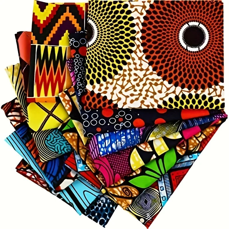 8PCS 50 * 40cm/19.7 * 15.7in new African wax fabric DIY handmade patchwork fabric group polyester digital printed fabric