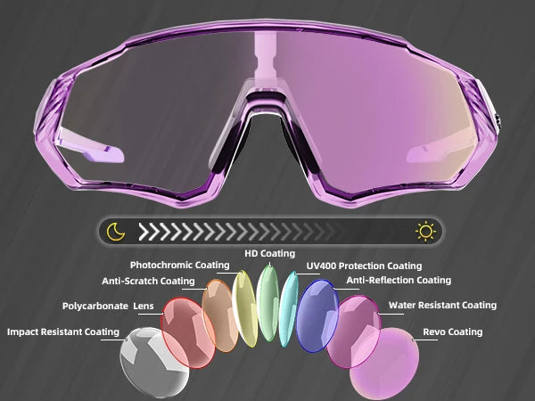 Kapvoe New Outdoor Photochromic Cycling Sunglasses Men Women Road Mountain Bike Bicycle Cycling Glasses Sport Running Eyewear