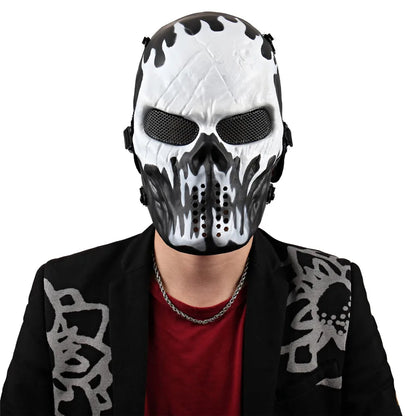 REikirc Full Face Airsoft Tactical Skull Mask with Ear Protection CS Halloween Cosplay Masks