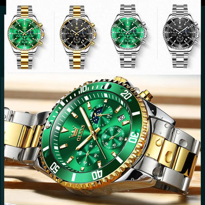 OLEVS Men Watch Stainless Steel Waterproof Luiminous Business Fashion Luxury Men's Watch Date Moon Phase Quartz Watches For Men