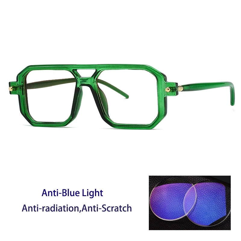 KOCOLIOR Men's Retro Fashion Double Beam Reading Glasses Brand Design Anti Blue Light Photochromic Presbyopia Glasses +0 to +6.0