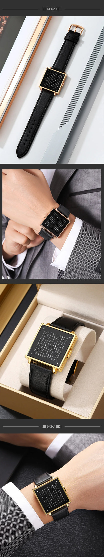 SKMEI 2388 Fashion Electronic Watch Luxury Led Light Digital Wristwatch For Man Date Display Life Waterproof Leather Strap Clock