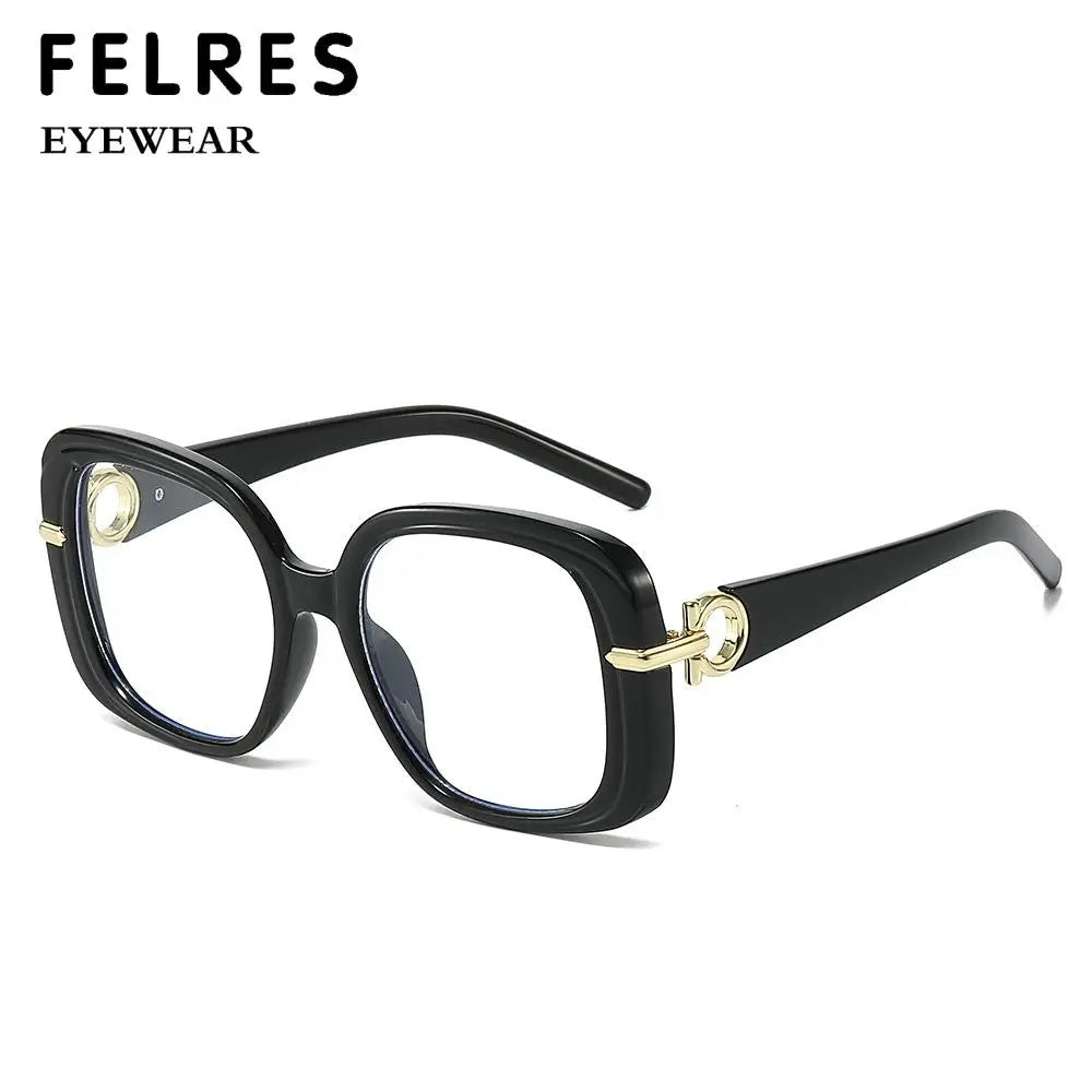 Square Large Anti Blue Light Reading Glasses Women Clear Lens Glasses Frames Finished Prescription Glasses Customized Diopter