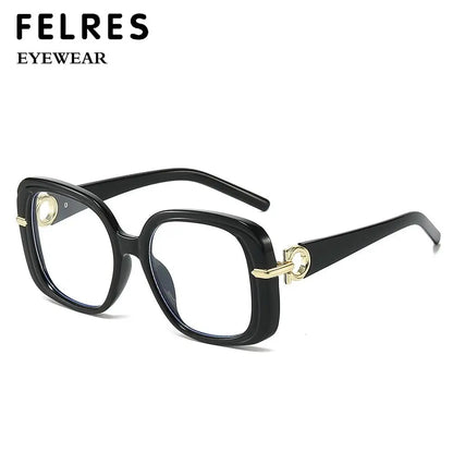Square Large Anti Blue Light Reading Glasses Women Clear Lens Glasses Frames Finished Prescription Glasses Customized Diopter