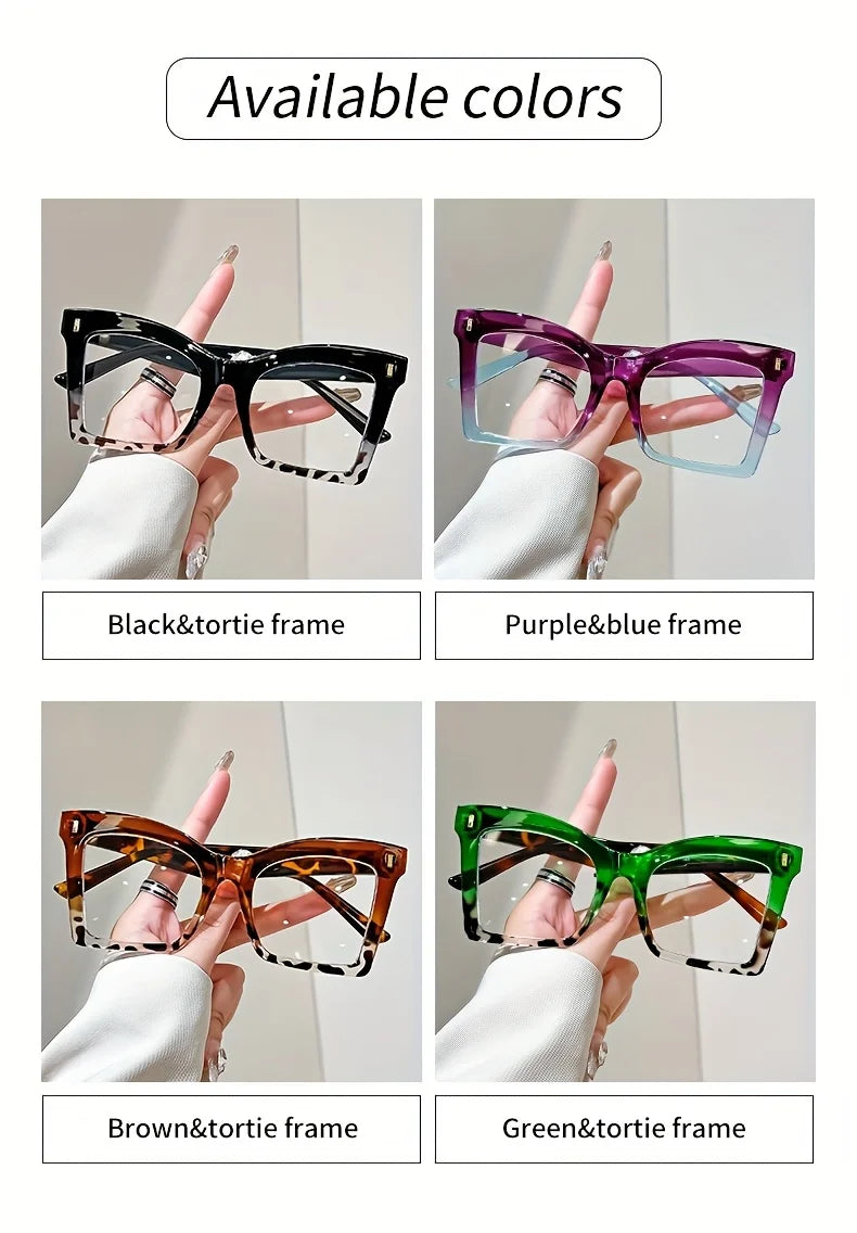 Elegant Full Rim Square Reading Glasses for Women, PC Frame, Clear Les, Magnification  1.0 to  4.0, Fashion Reading Glasses