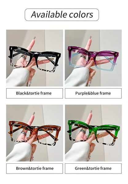Elegant Full Rim Square Reading Glasses for Women, PC Frame, Clear Les, Magnification  1.0 to  4.0, Fashion Reading Glasses