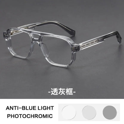 Double Bridges Anti Blue Light Reading Glasses Men Retro Women Square Glasses Frame Fashion Men Myopia Eyewear Fake Eyelasses -2