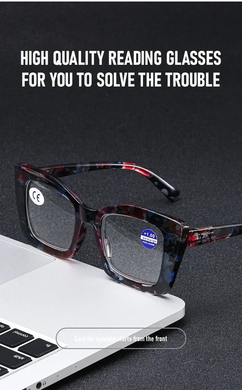 2025 New Fashionable Large Frame Women's Presbyopia Glasses High Definition Texture Neutral Color Anti Blue Light Glasses