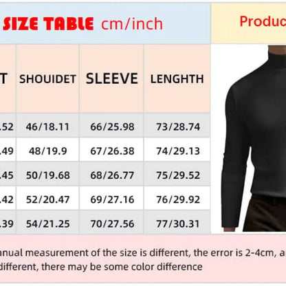 Men's High Neck Slim Fit Long Sleeve T-shirt turtleneck for men slim elastic thin pullover