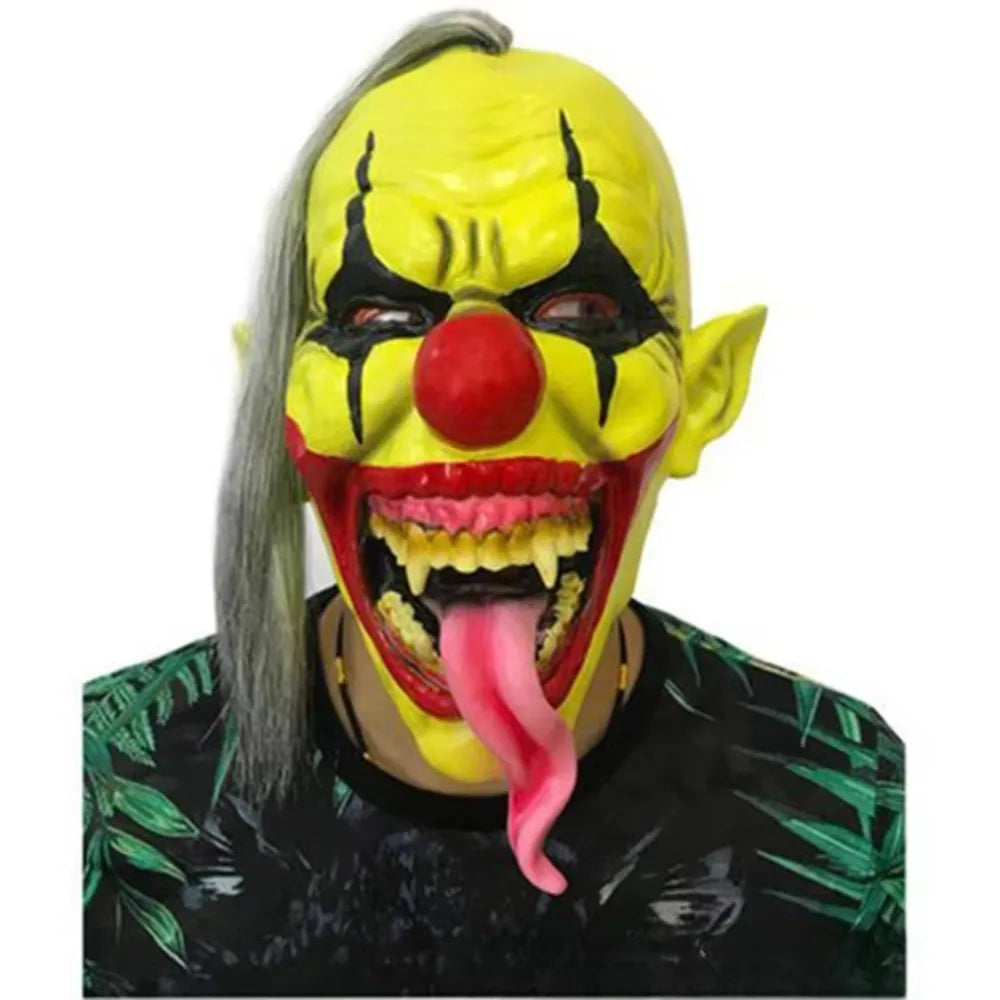 High Quality Unisex Clown Head Cover Realistic Multipurpose Halloween Horror Party Cosplay Mask Haunted House Prop