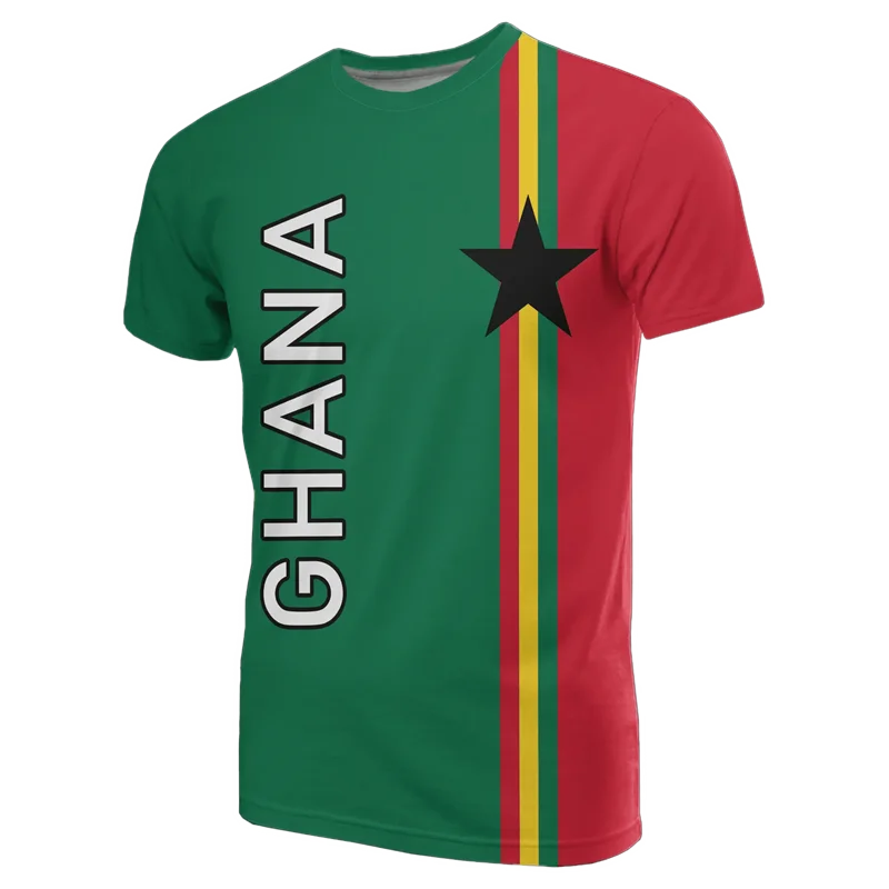 African Ghana T-shirt Fashion 3D Printed Coat Of Arms T Shirts For Men Casual Round Neck Tees Summer Sports Tops Short Sleeves