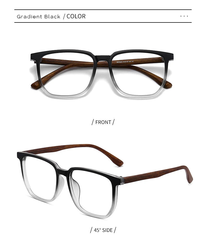 Wood Pattern Retro Anti Blue Light Glasses for Men Optical TR90 Male Square Glasses Frame Women Clear Lens Gift Frames F75233
