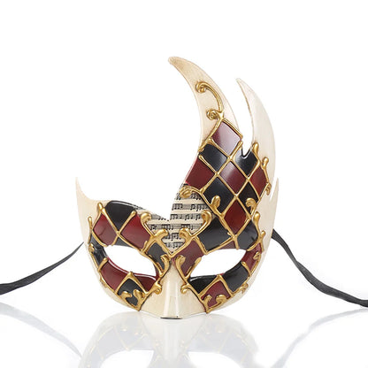 Venetian vintage checkered mask, music party carnival mask, masquerade mask for men and women