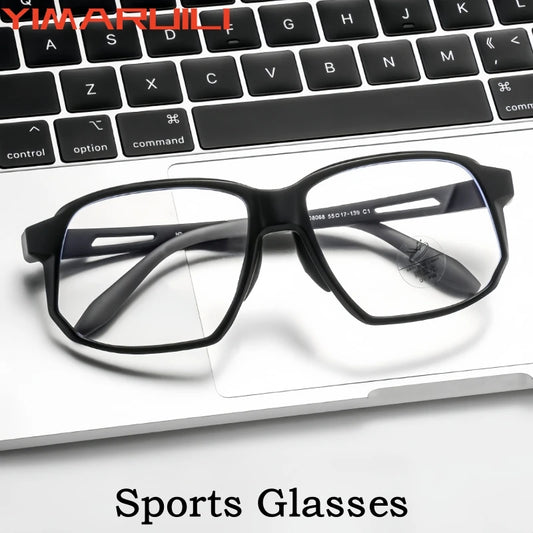 YIMARUILI New TR90 Men's Sports Cycling Glasses Ultra-light Fashion Big Size Optical Prescription Eyeglasses Frame Women HD-8068