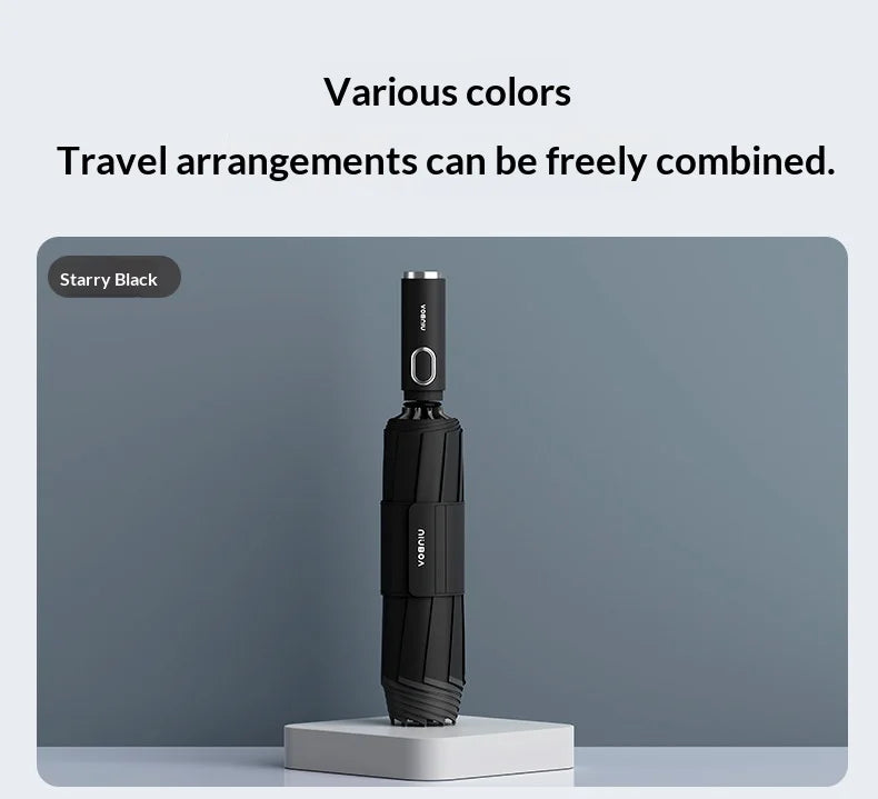 Fully automatic extra-large umbrella, thickened, reinforced, windproof, designed for heavy rain, reverse folding umbrella