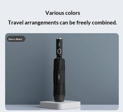 Fully automatic extra-large umbrella, thickened, reinforced, windproof, designed for heavy rain, reverse folding umbrella