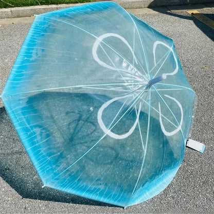 2024 New Auatic Long Handle Thiened Windproof Transparent Umbrella Dry Sea Moon Jellyfi Design Fre And Clean Sle