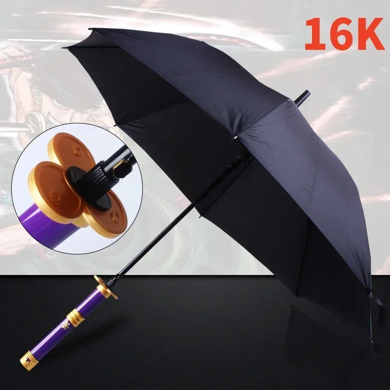 Anime Zoro Katana Umbrella Sword Long Hand Black Parasol Roronoa Zoro Knife Real Size Japanese Katana Sabre Umbrella Raincoa