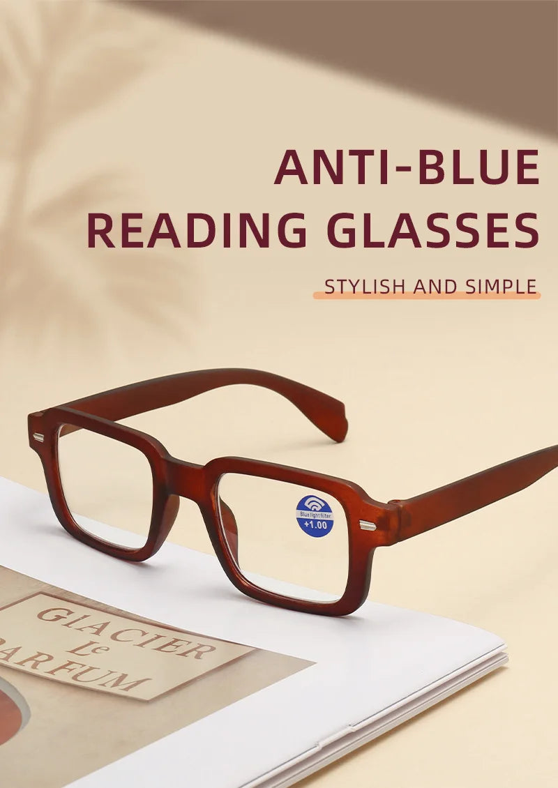 Fashion Women Reading Glasses Square Plastic Computer Anti-Blue Light Women Men Presbyopia Hyperopia Eyeglasses +1.0 +1.5 +2.0