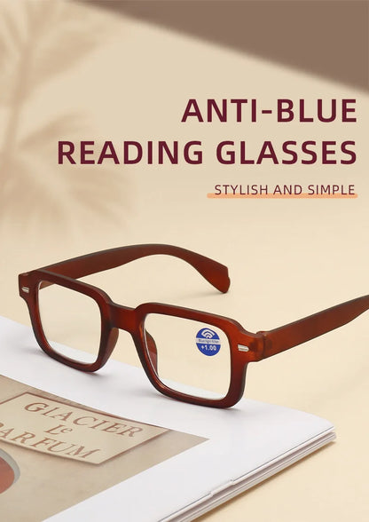 Fashion Women Reading Glasses Square Plastic Computer Anti-Blue Light Women Men Presbyopia Hyperopia Eyeglasses +1.0 +1.5 +2.0