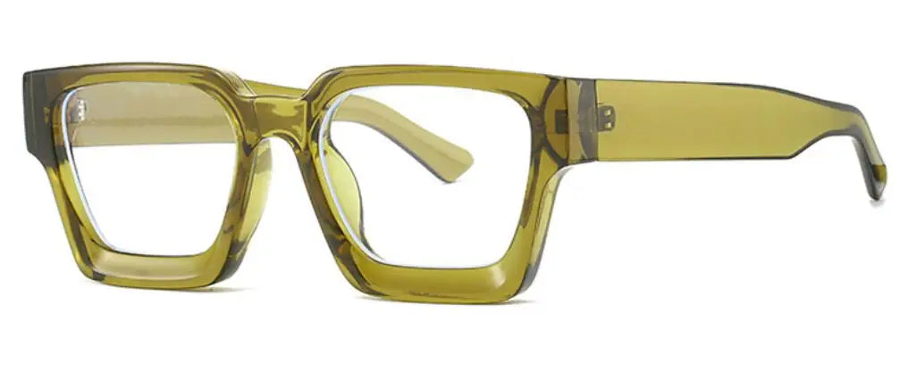Oversized Square Reading Glasses For Women Brand Designer Blue Light Blocking Eyeglasses Green Leopard Prescription Glasses Men